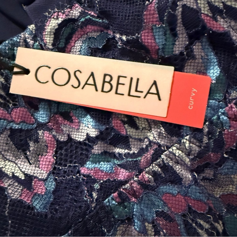 Cosabella Paradiso Curvy Plunge Bralette Navy Rani Pink Lace DD-F Made in Italy - Picture 7 of 11